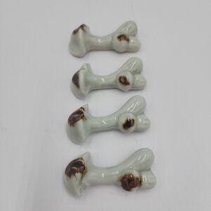 1980s Shiitake Mushroom Chopstick Rests Holders Lot 4 Brown Blue Japan Ceramic